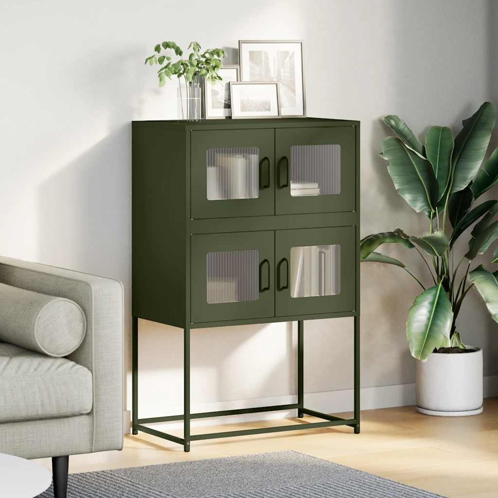 vidaXL Komoda Oliwkowo-zielona 68x39x107 cm Stal