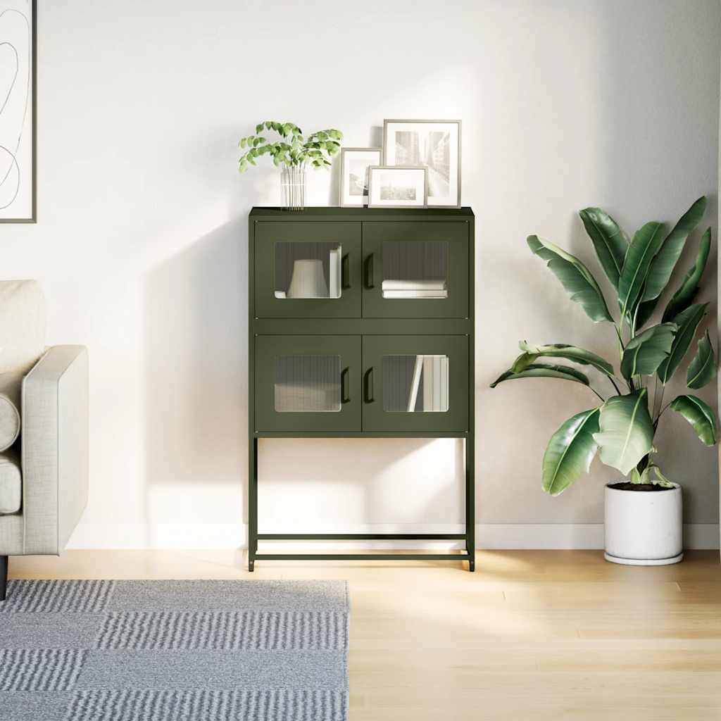 vidaXL Komoda Oliwkowo-zielona 68x39x107 cm Stal