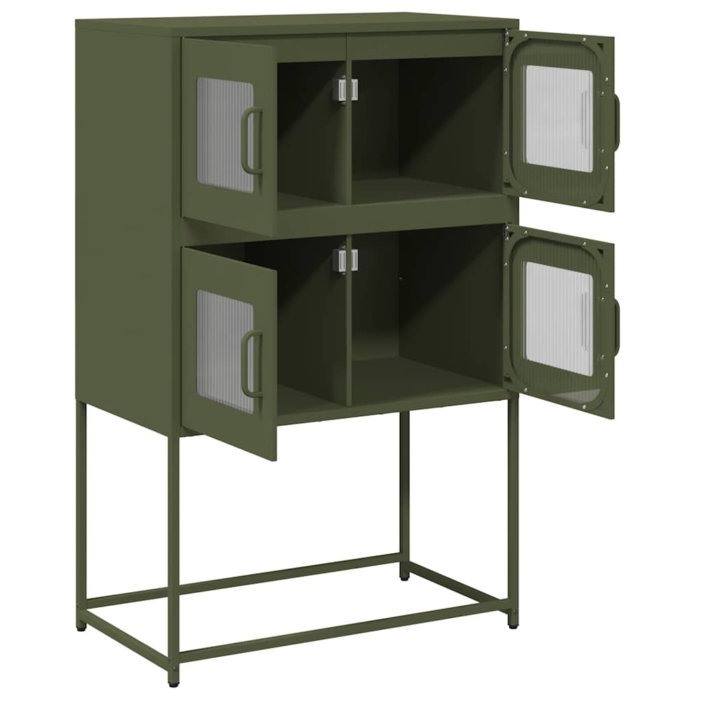 vidaXL Komoda Oliwkowo-zielona 68x39x107 cm Stal