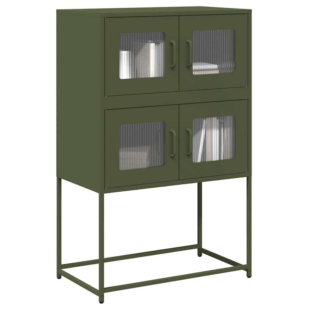 vidaXL Komoda Oliwkowo-zielona 68x39x107 cm Stal