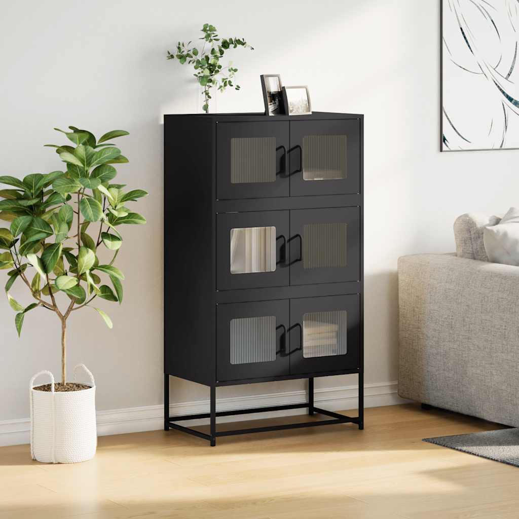 vidaXL Szafka, czarna, 68x39x123 cm, stal