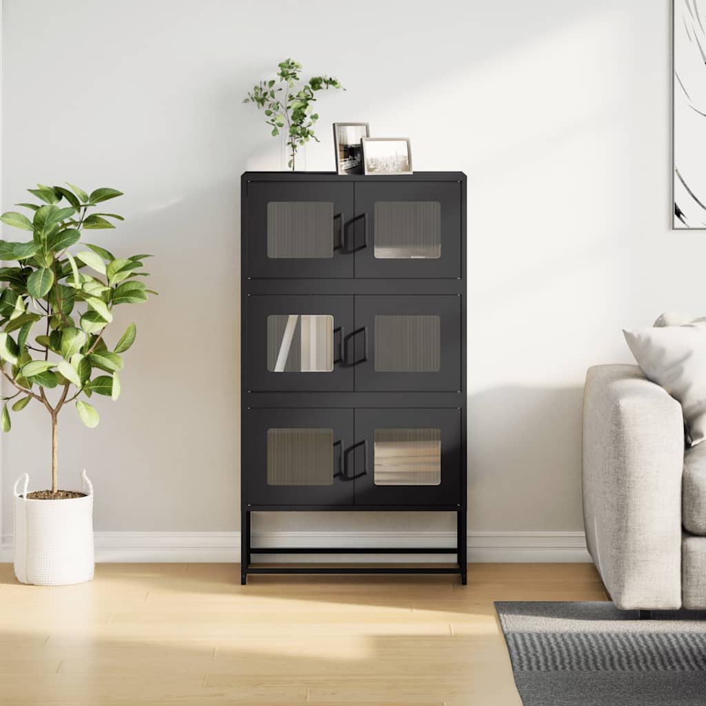vidaXL Szafka, czarna, 68x39x123 cm, stal