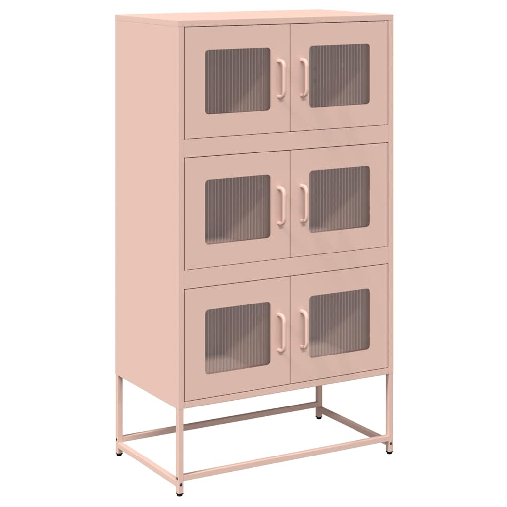 vidaXL Komoda wysoka różowa 68x39x123 cm stalowa