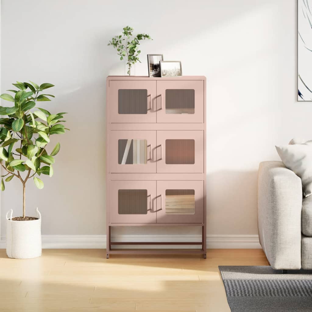 vidaXL Komoda wysoka różowa 68x39x123 cm stalowa