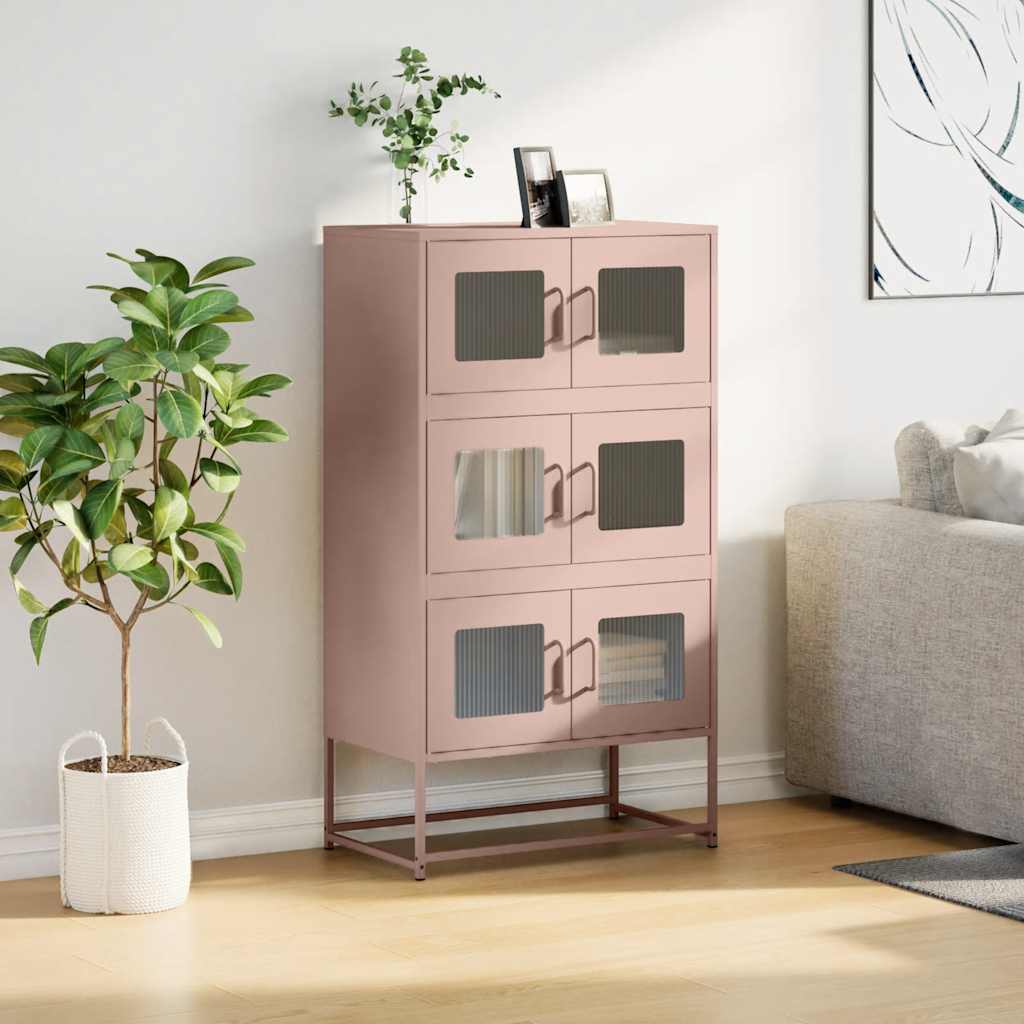 vidaXL Komoda wysoka różowa 68x39x123 cm stalowa