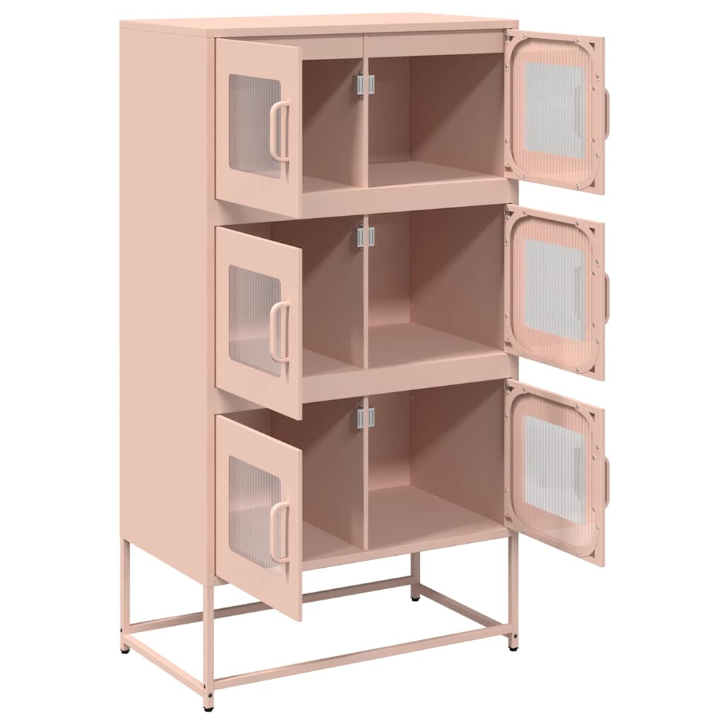 vidaXL Komoda wysoka różowa 68x39x123 cm stalowa