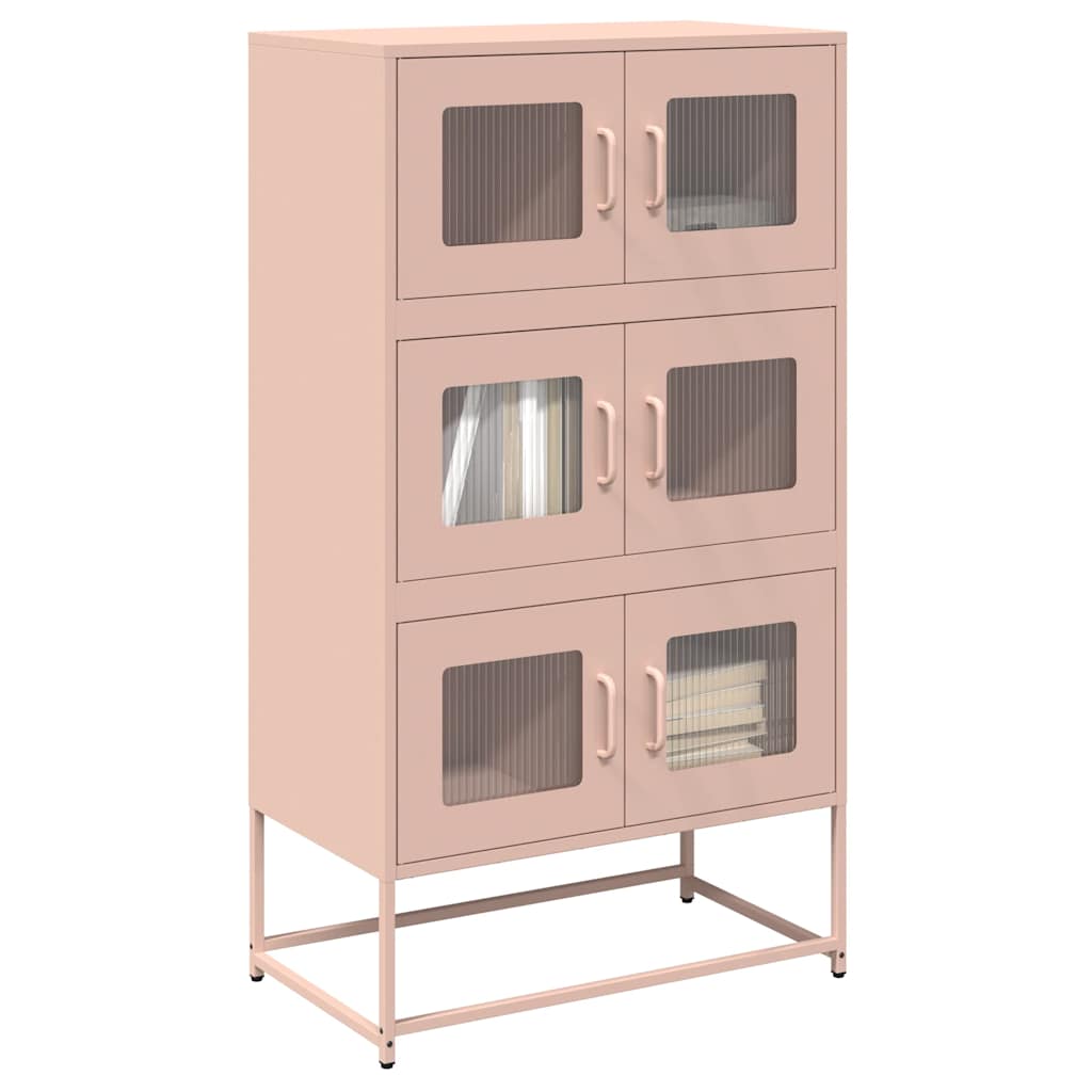 vidaXL Komoda wysoka różowa 68x39x123 cm stalowa