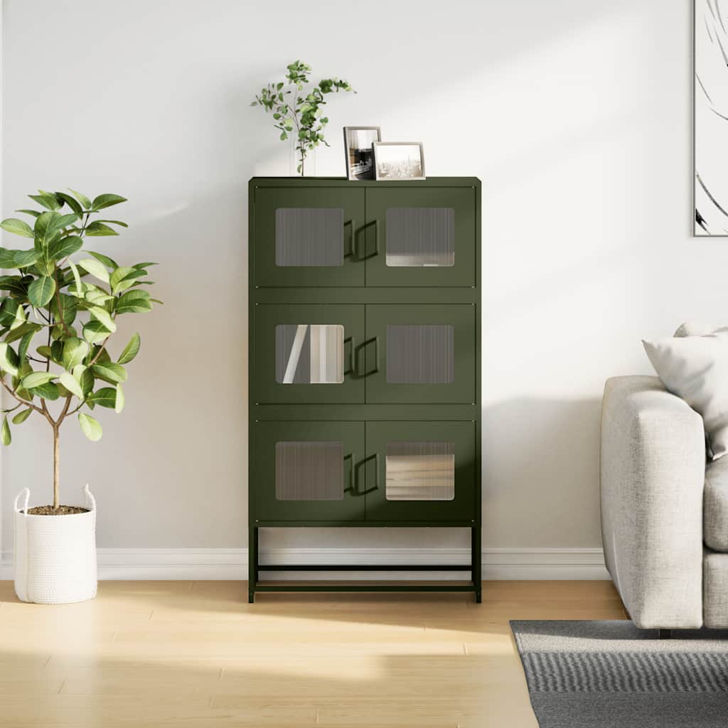 vidaXL Komoda Oliwkowo-zielona 68x39x123 cm Stal