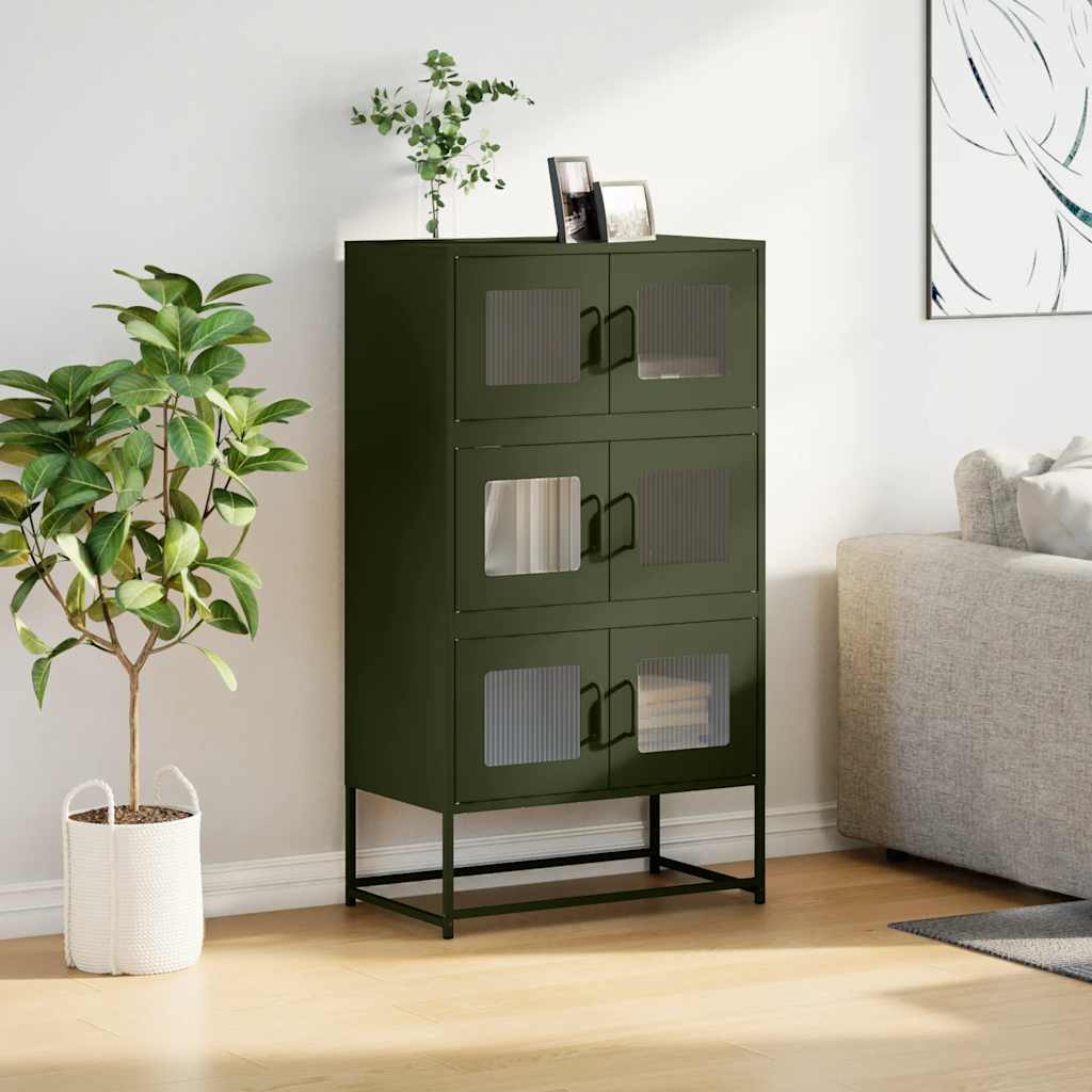 vidaXL Komoda Oliwkowo-zielona 68x39x123 cm Stal