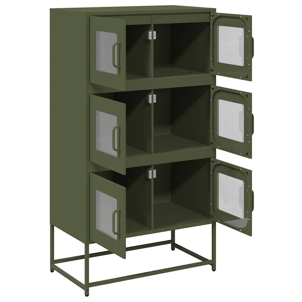 vidaXL Komoda Oliwkowo-zielona 68x39x123 cm Stal