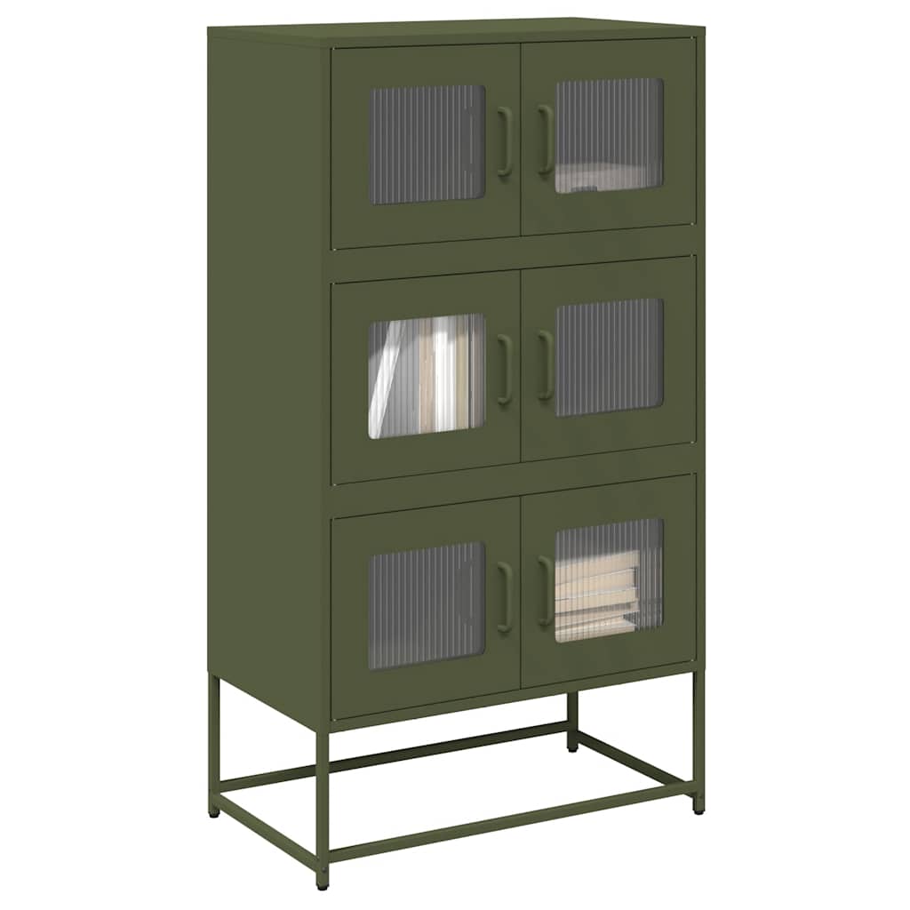 vidaXL Komoda Oliwkowo-zielona 68x39x123 cm Stal