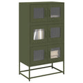 vidaXL Komoda Oliwkowo-zielona 68x39x123 cm Stal