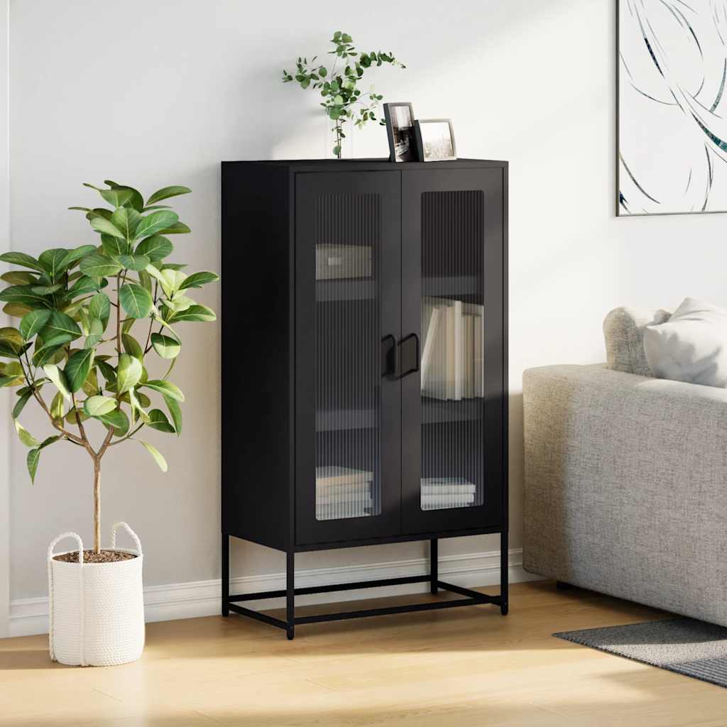 vidaXL Szafka, czarna, 68x39x123 cm, stal