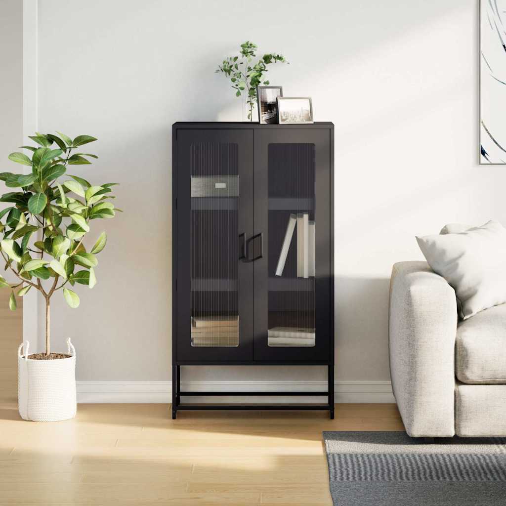 vidaXL Szafka, czarna, 68x39x123 cm, stal