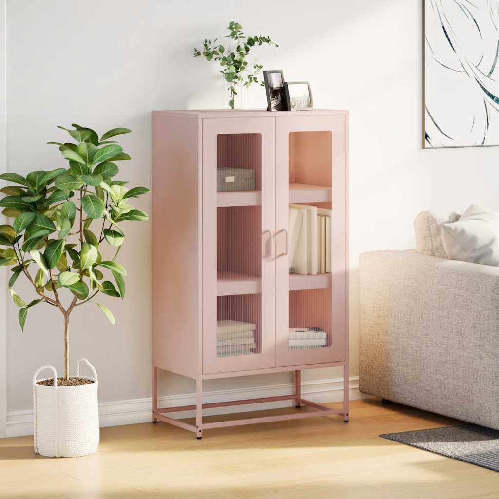 vidaXL Komoda wysoka różowa 68x39x123 cm stalowa