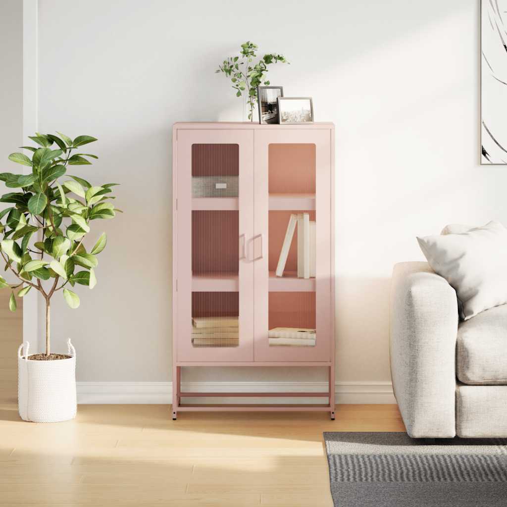 vidaXL Komoda wysoka różowa 68x39x123 cm stalowa