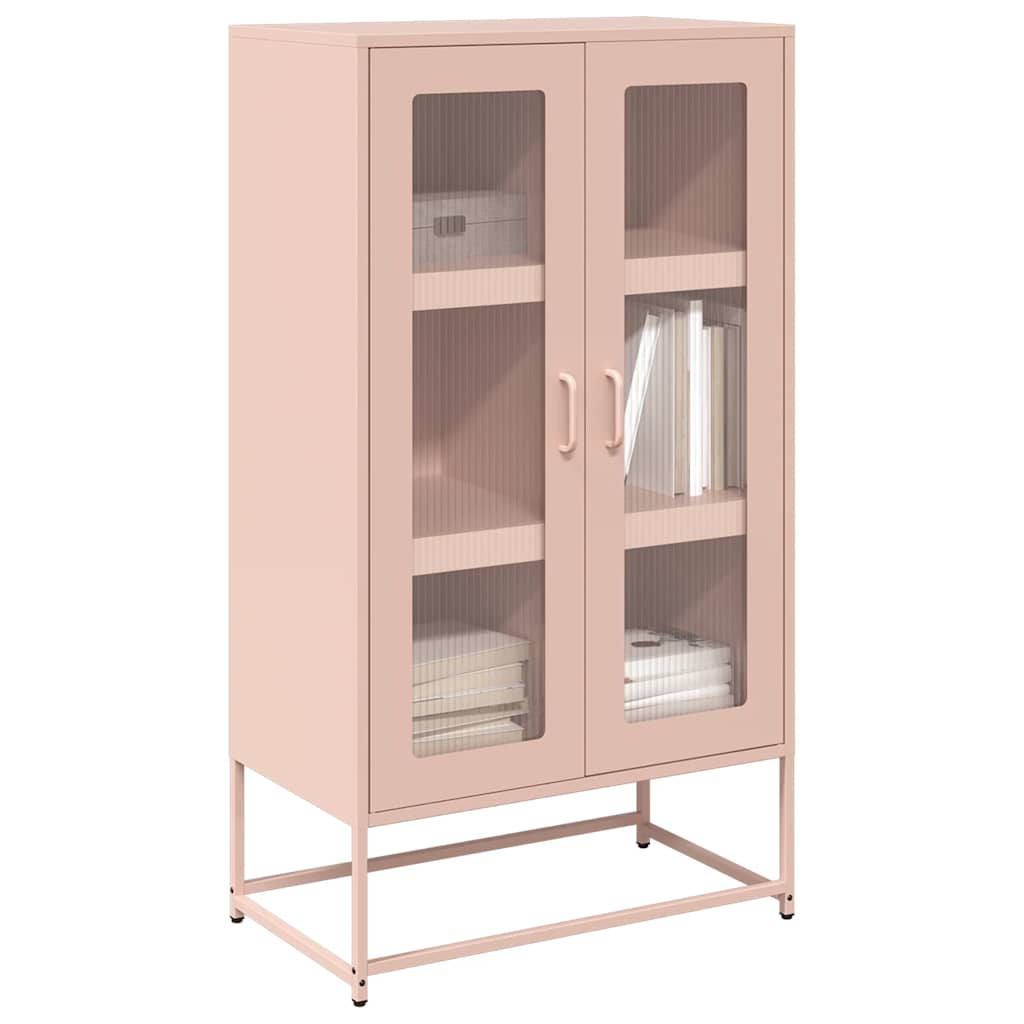 vidaXL Komoda wysoka różowa 68x39x123 cm stalowa
