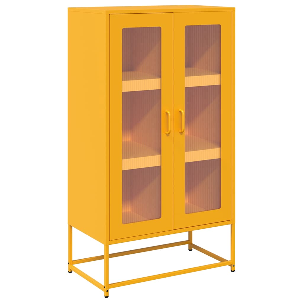 vidaXL Komoda wysoka Musztardowo-żółta 68x39x123 cm Stal