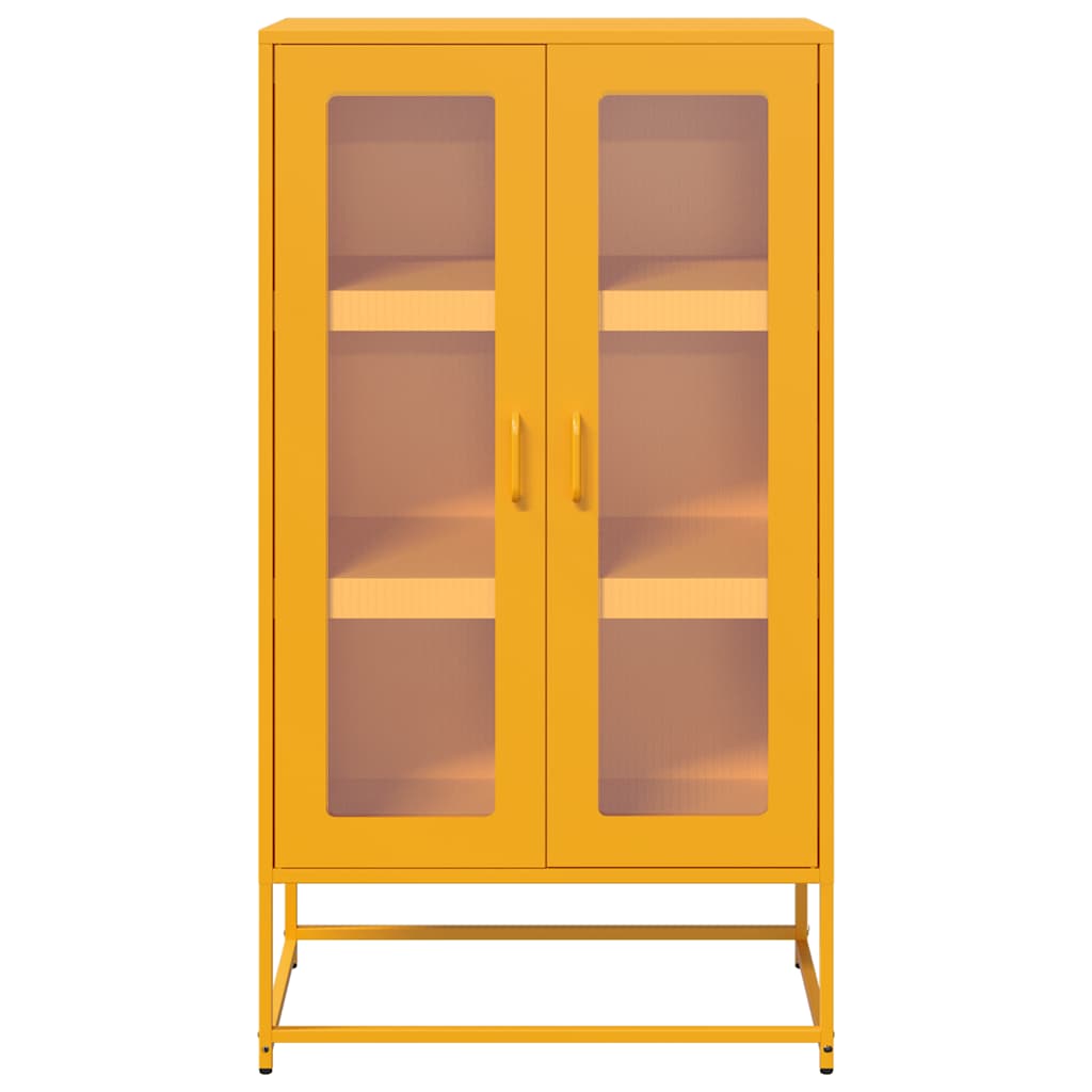 vidaXL Komoda wysoka Musztardowo-żółta 68x39x123 cm Stal