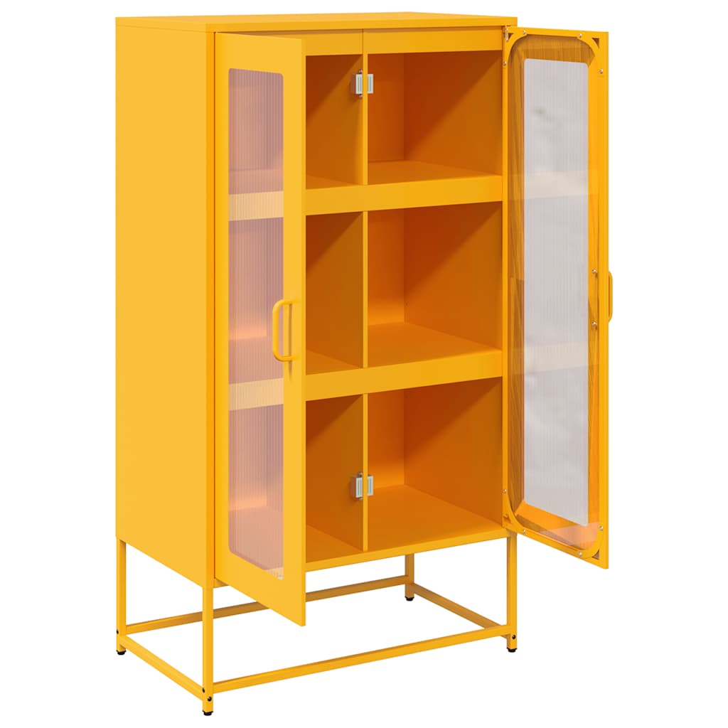 vidaXL Komoda wysoka Musztardowo-żółta 68x39x123 cm Stal