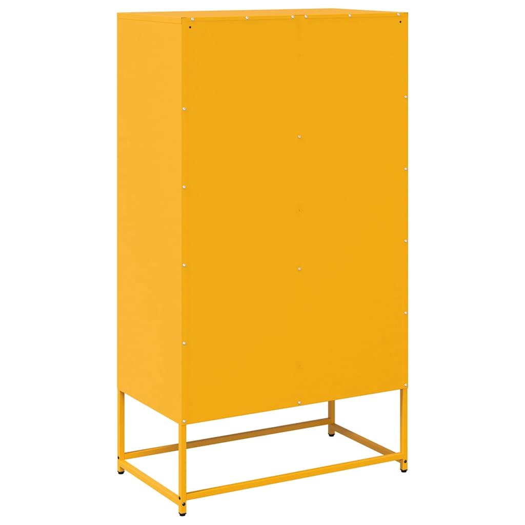 vidaXL Komoda wysoka Musztardowo-żółta 68x39x123 cm Stal