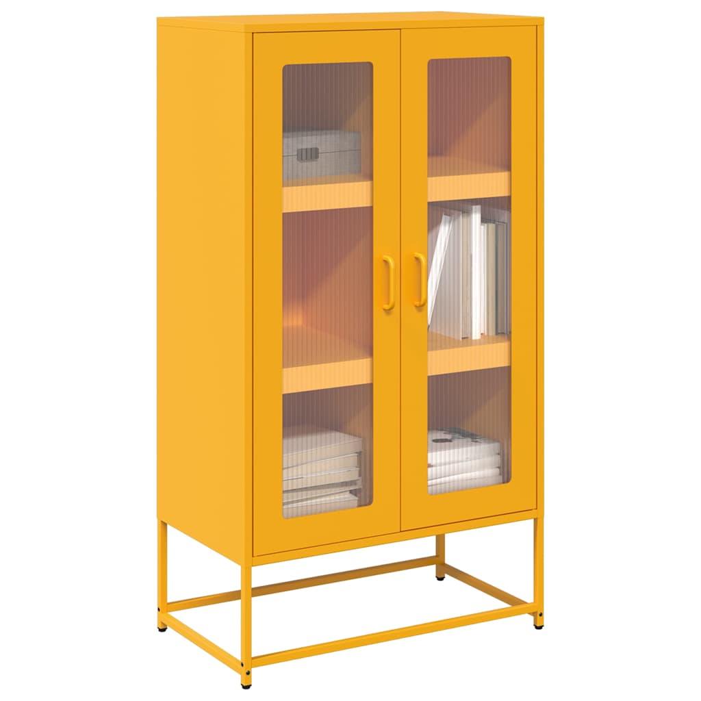 vidaXL Komoda wysoka Musztardowo-żółta 68x39x123 cm Stal