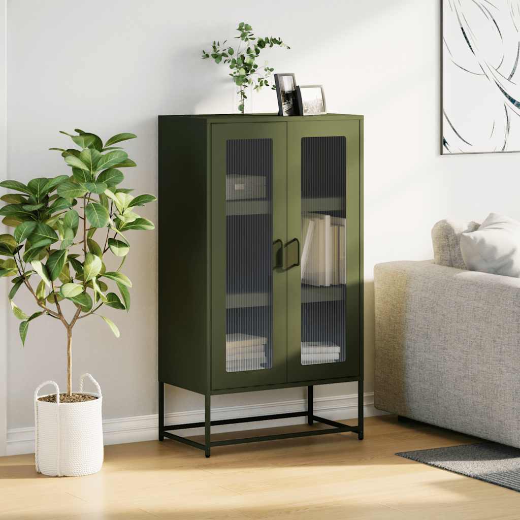 vidaXL Komoda Oliwkowo-zielona 68x39x123 cm Stal