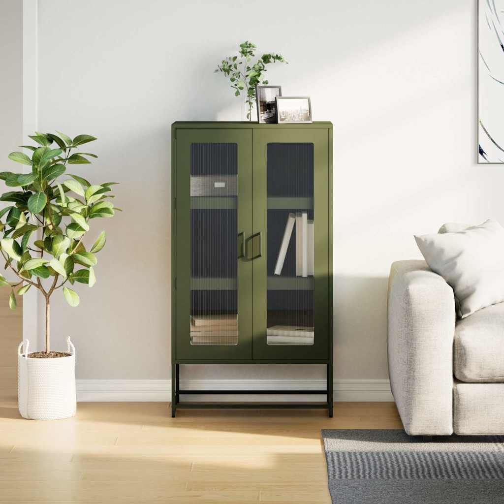 vidaXL Komoda Oliwkowo-zielona 68x39x123 cm Stal