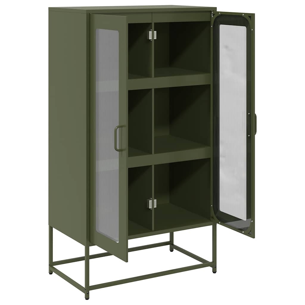 vidaXL Komoda Oliwkowo-zielona 68x39x123 cm Stal