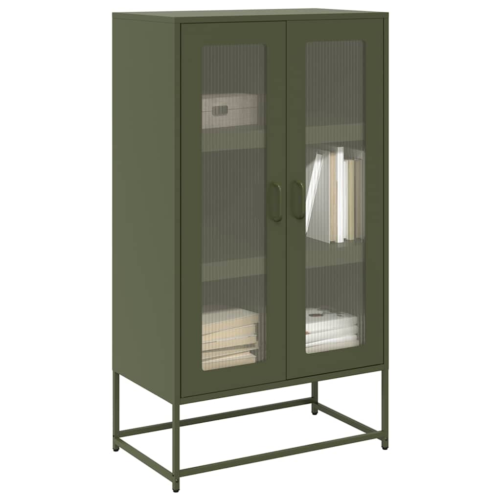 vidaXL Komoda Oliwkowo-zielona 68x39x123 cm Stal