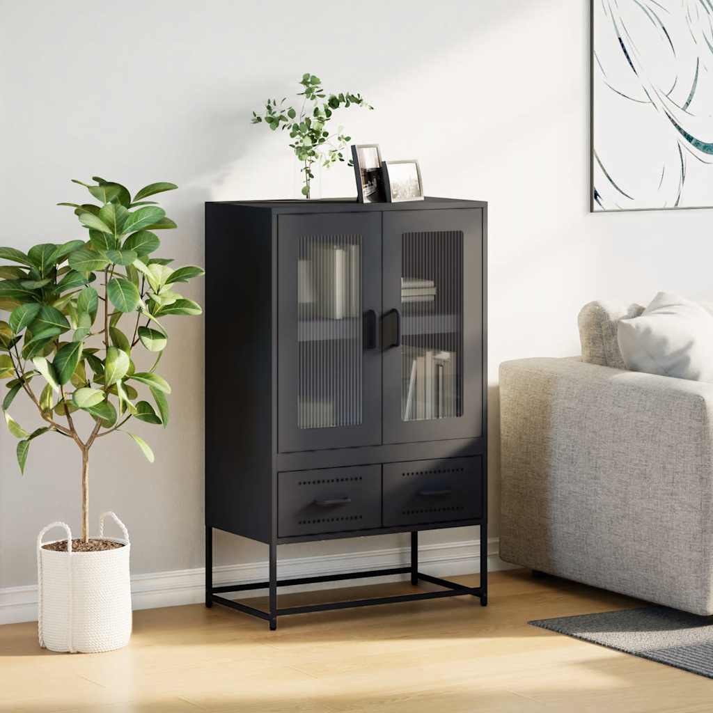 vidaXL Szafka, czarna, 68x39x111,5 cm, stal