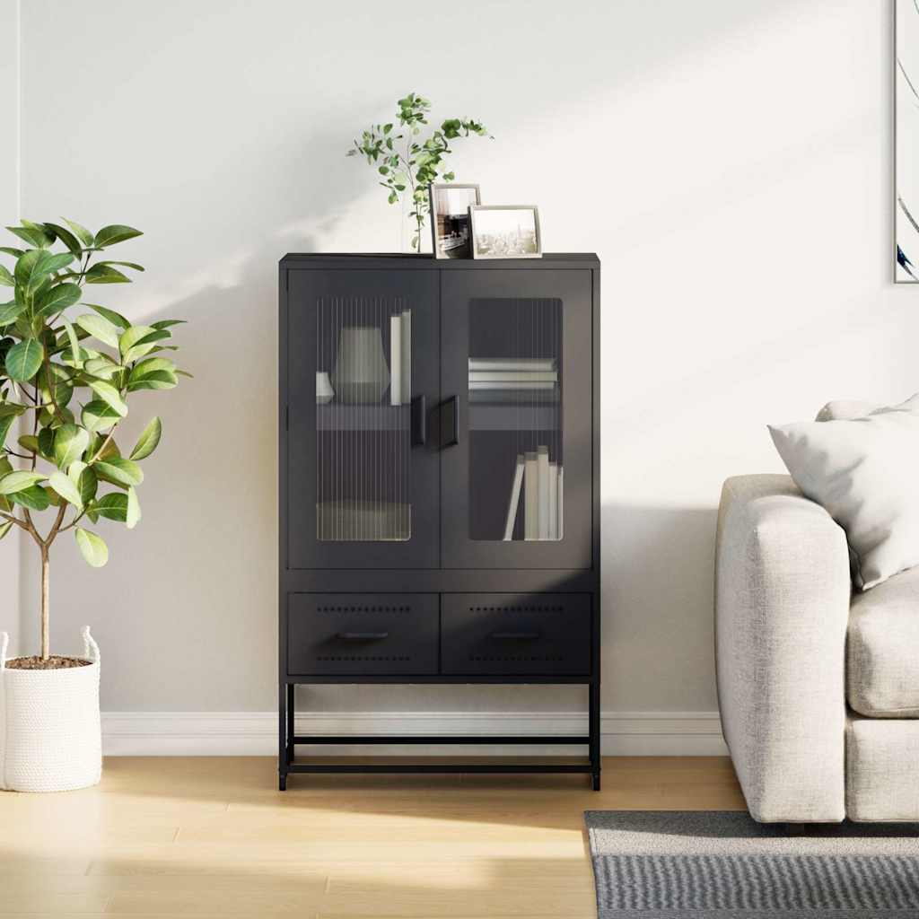 vidaXL Szafka, czarna, 68x39x111,5 cm, stal