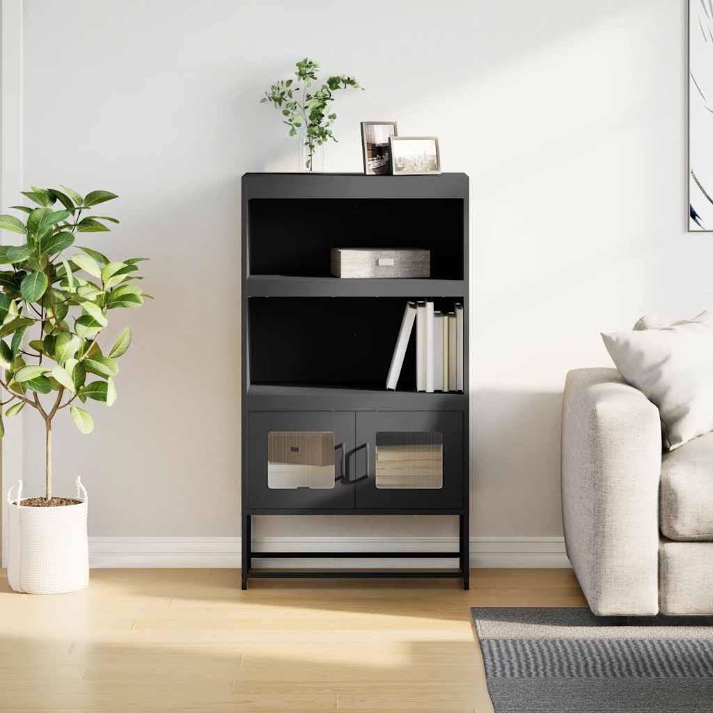 vidaXL Szafka, czarna, 68x39x123 cm, stal