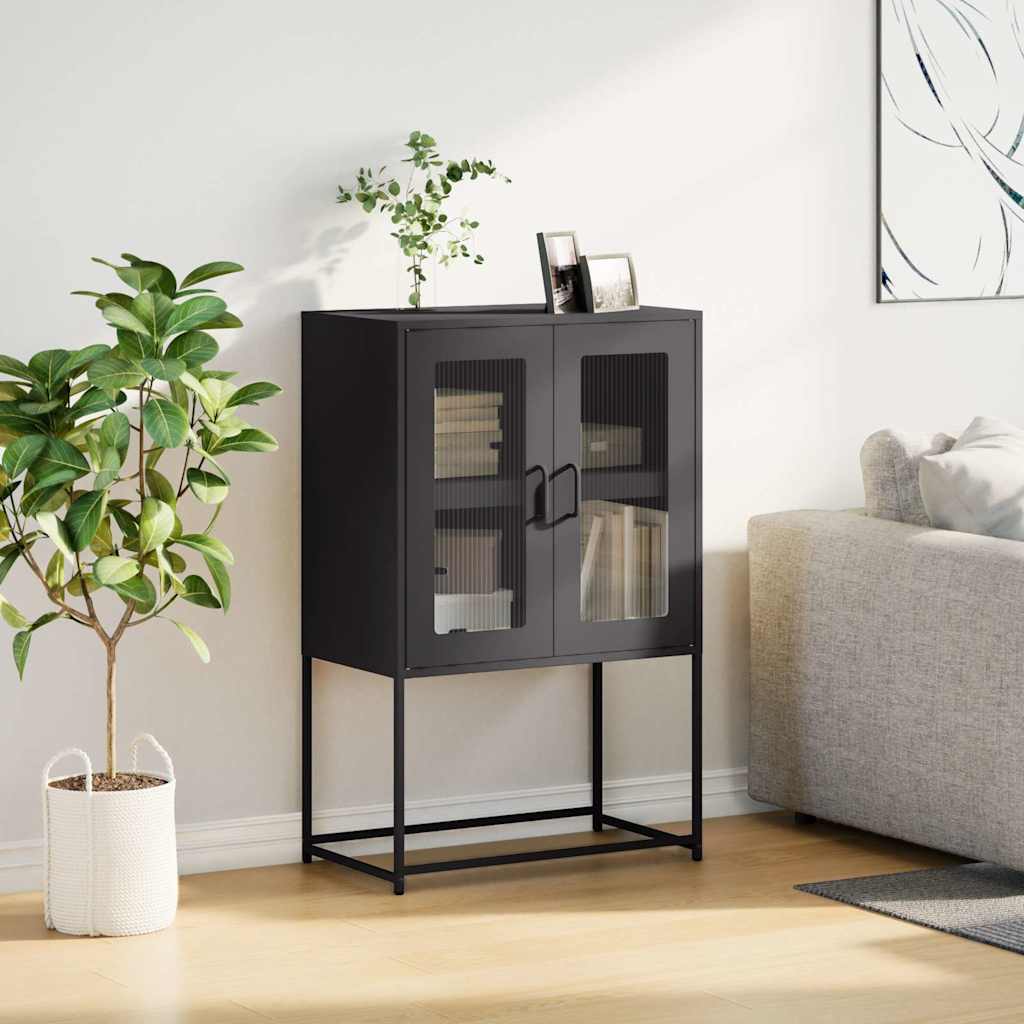 vidaXL Komoda wysoka czarna 68x39x107 cm stalowa