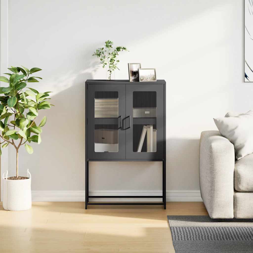 vidaXL Komoda wysoka czarna 68x39x107 cm stalowa