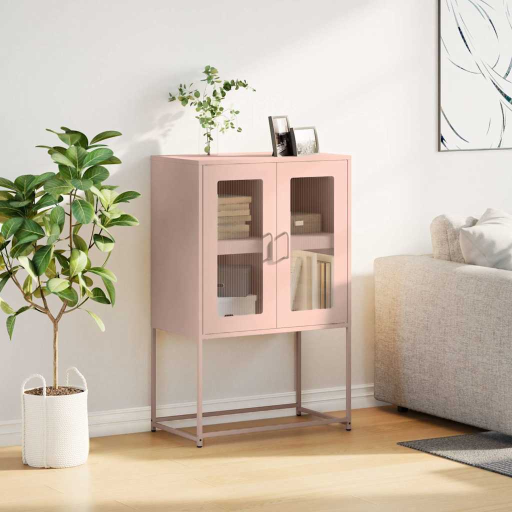 vidaXL Komoda wysoka różowa 68x39x107 cm stalowa