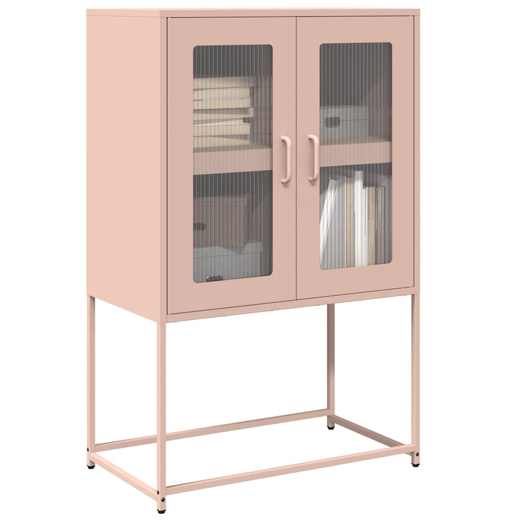 vidaXL Komoda wysoka różowa 68x39x107 cm stalowa