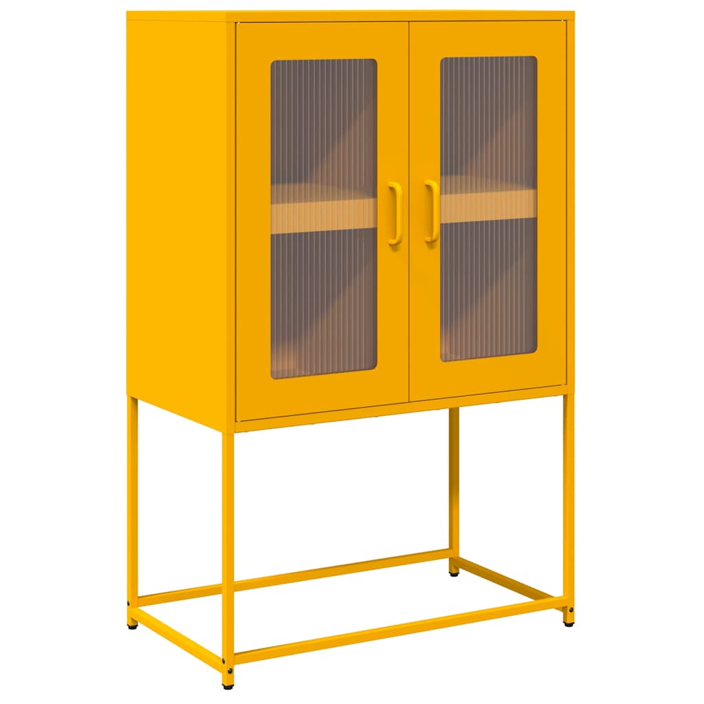 vidaXL Komoda wysoka Musztardowo-żółta 68x39x107 cm Stal