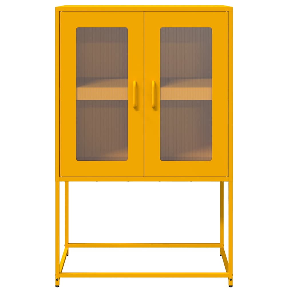 vidaXL Komoda wysoka Musztardowo-żółta 68x39x107 cm Stal