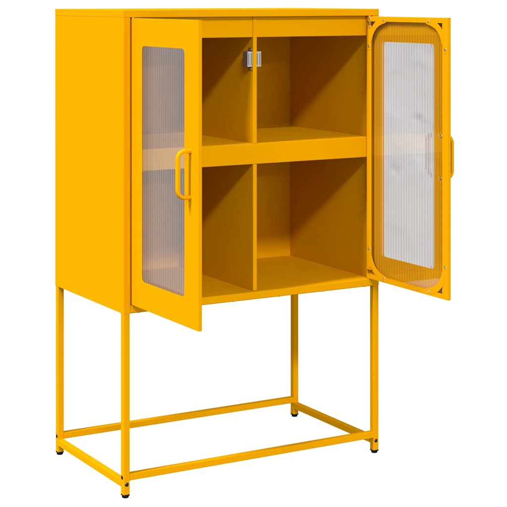 vidaXL Komoda wysoka Musztardowo-żółta 68x39x107 cm Stal