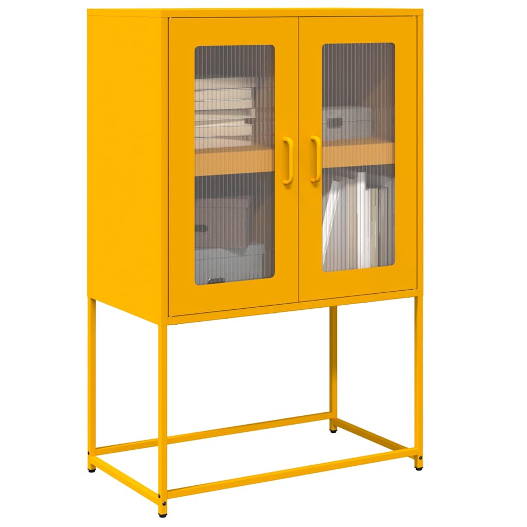 vidaXL Komoda wysoka Musztardowo-żółta 68x39x107 cm Stal