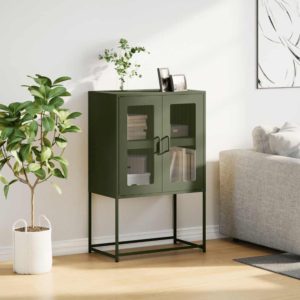 vidaXL Komoda Oliwkowo-zielona 68x39x107 cm Stal