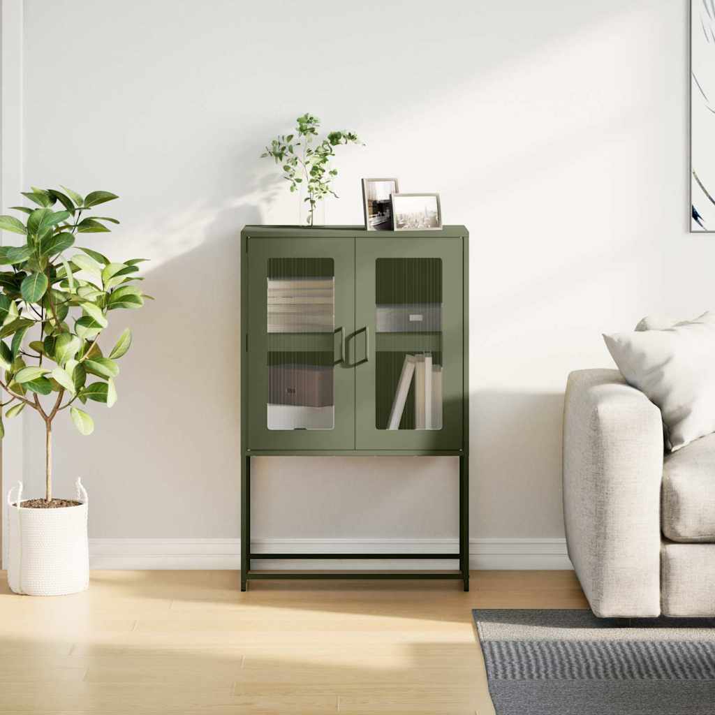 vidaXL Komoda Oliwkowo-zielona 68x39x107 cm Stal
