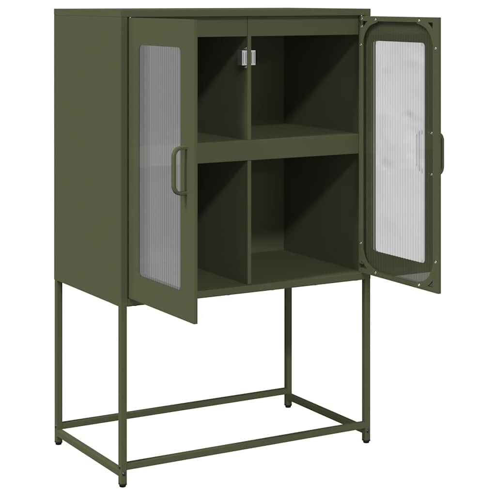 vidaXL Komoda Oliwkowo-zielona 68x39x107 cm Stal