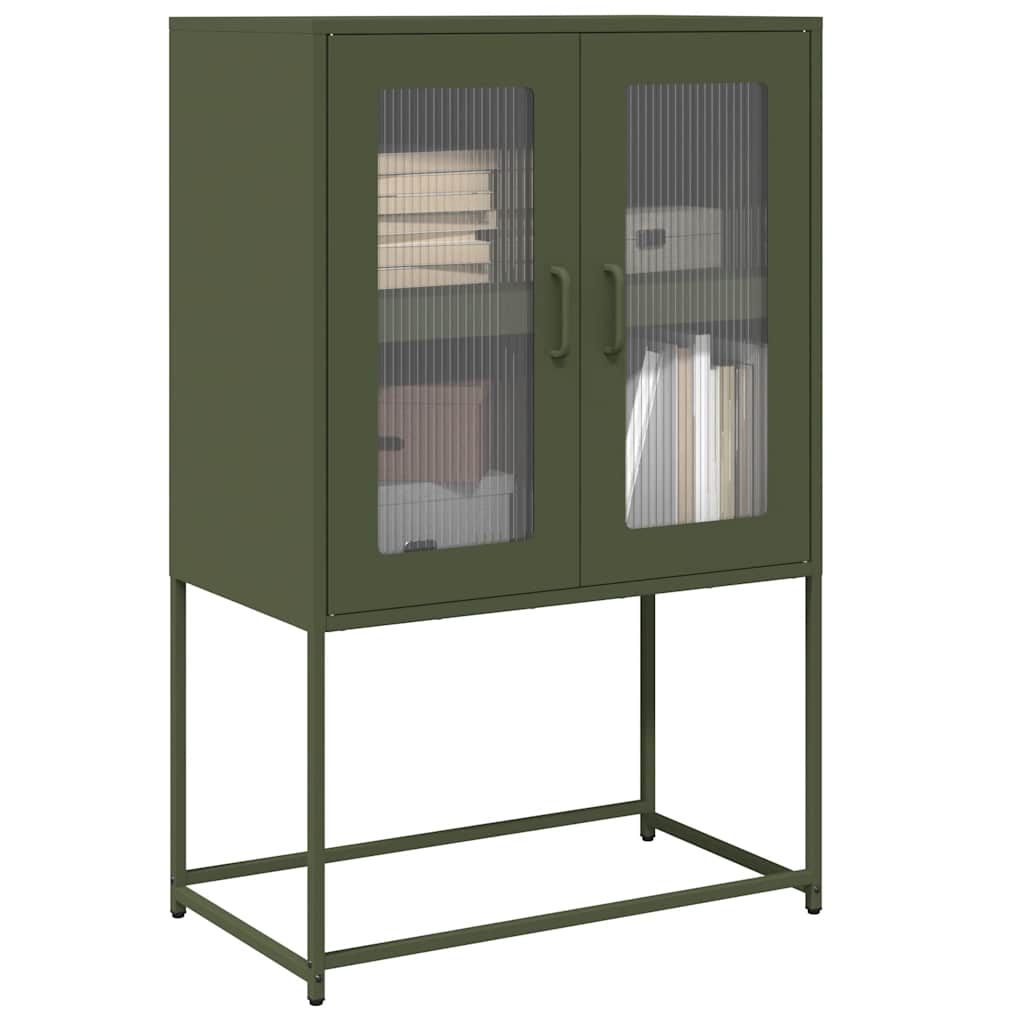 vidaXL Komoda Oliwkowo-zielona 68x39x107 cm Stal