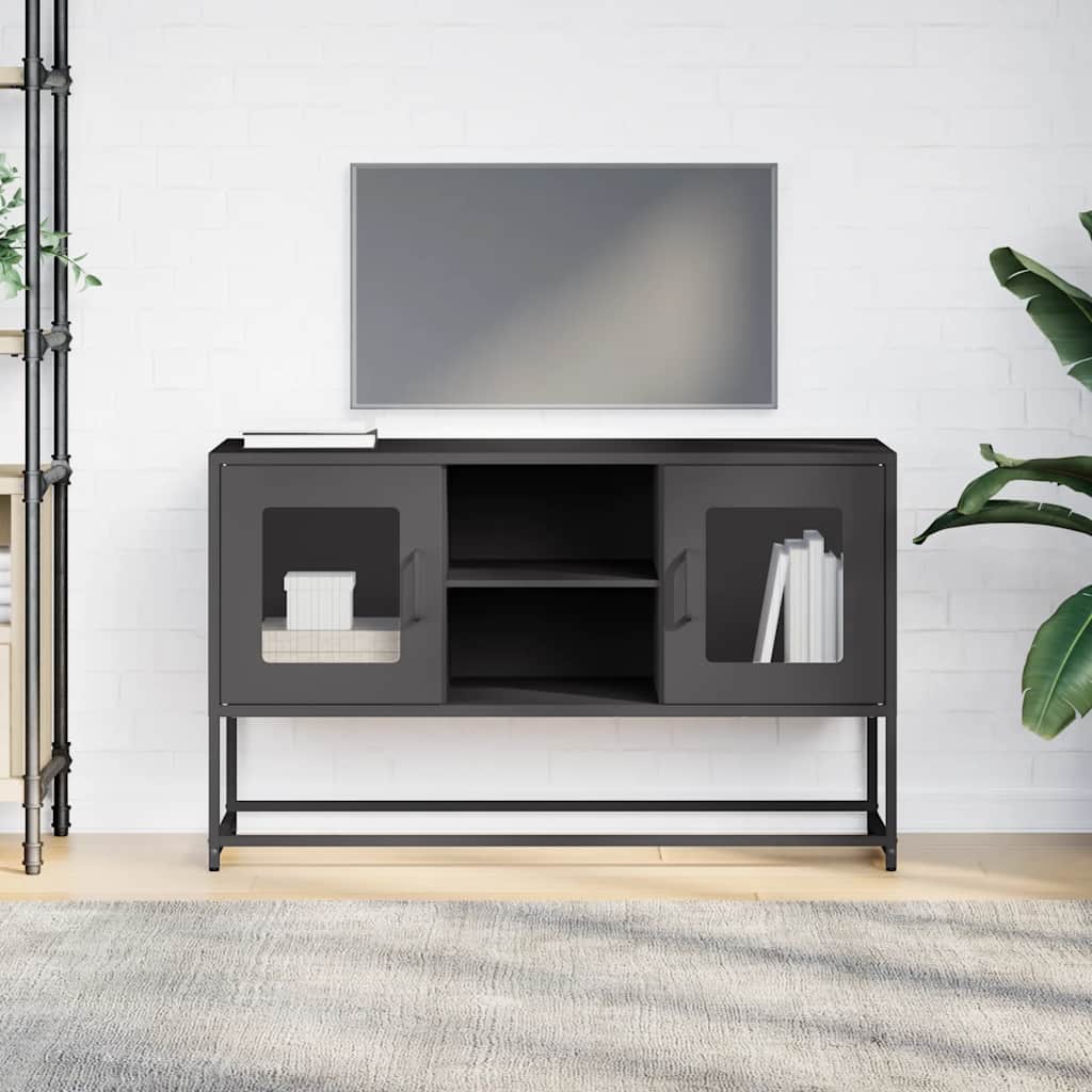 vidaXL Szafka pod telewizor, czarna, 100,5x39x60,5 cm, stalowa
