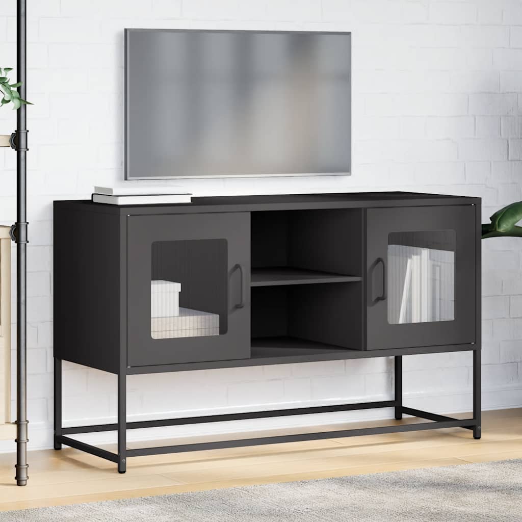 vidaXL Szafka pod telewizor, czarna, 100,5x39x60,5 cm, stalowa