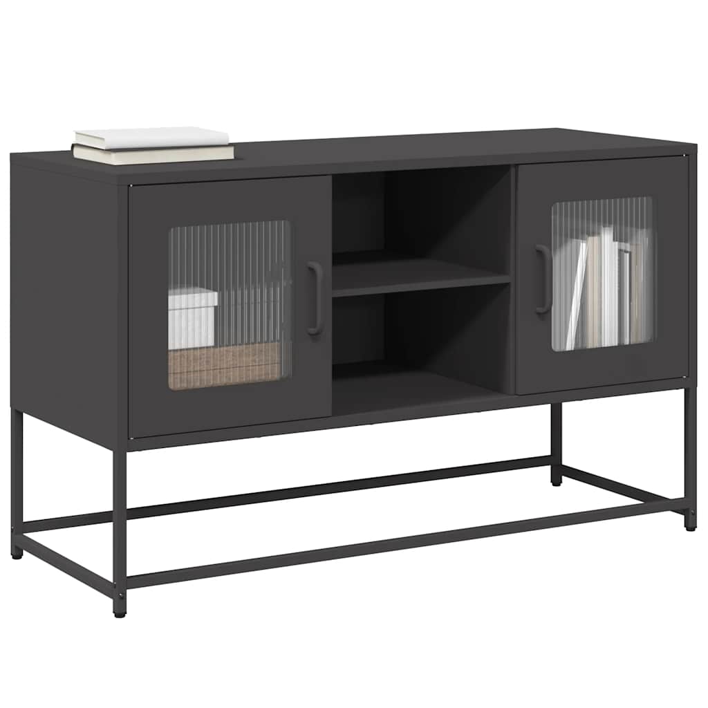 vidaXL Szafka pod telewizor, czarna, 100,5x39x60,5 cm, stalowa