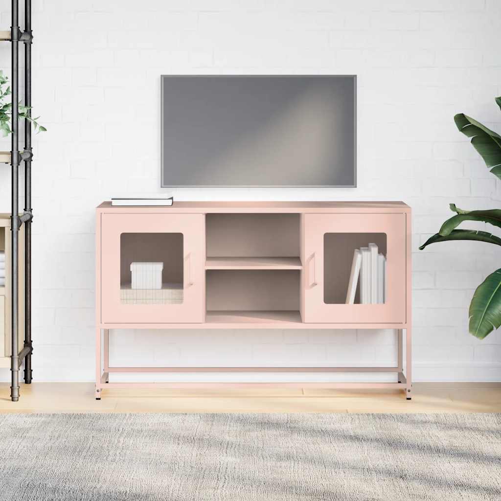 vidaXL Szafka pod telewizor, różowa, 100,5x39x60,5 cm, stalowa