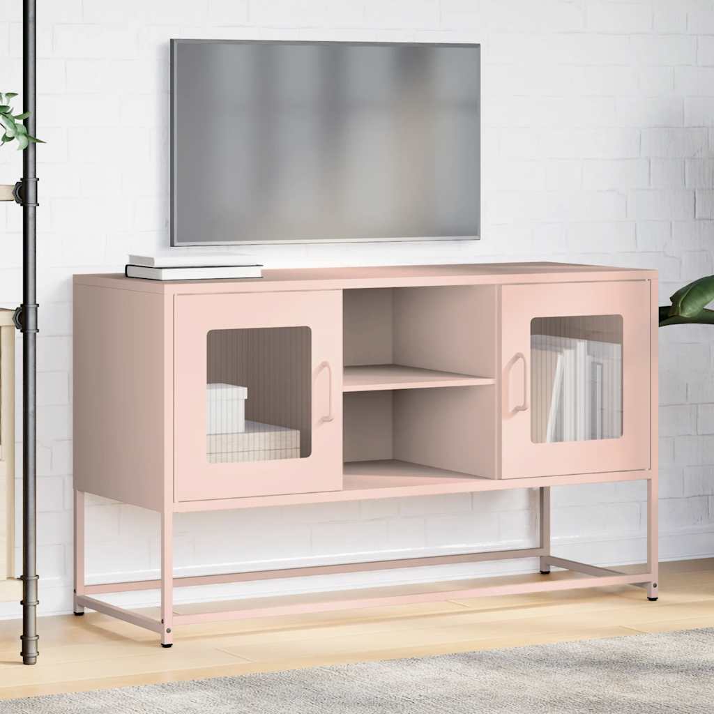 vidaXL Szafka pod telewizor, różowa, 100,5x39x60,5 cm, stalowa